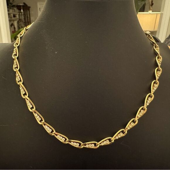 19” gold chain with rhinestone faux diamondaccents